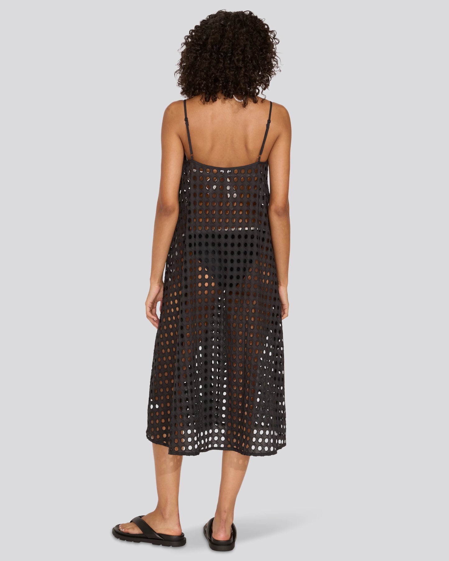 Eyelet Annika Midi Dress Noir