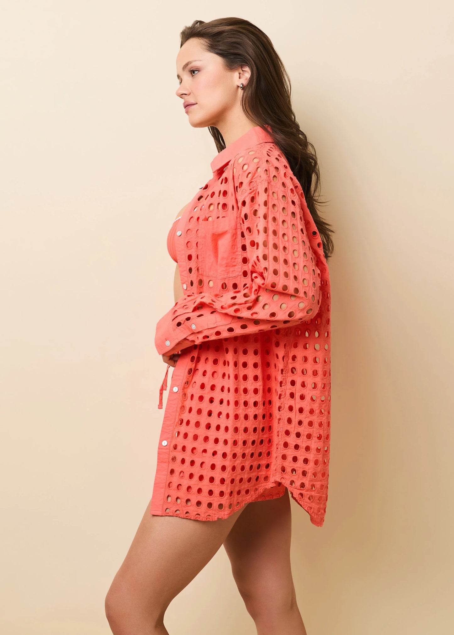 Oxford Tunic Classic Eyelet Coral