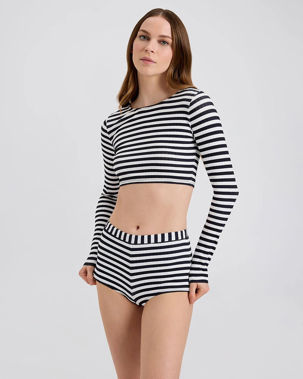 Ribbed Baby Bike Short Noir Optic White Stripe