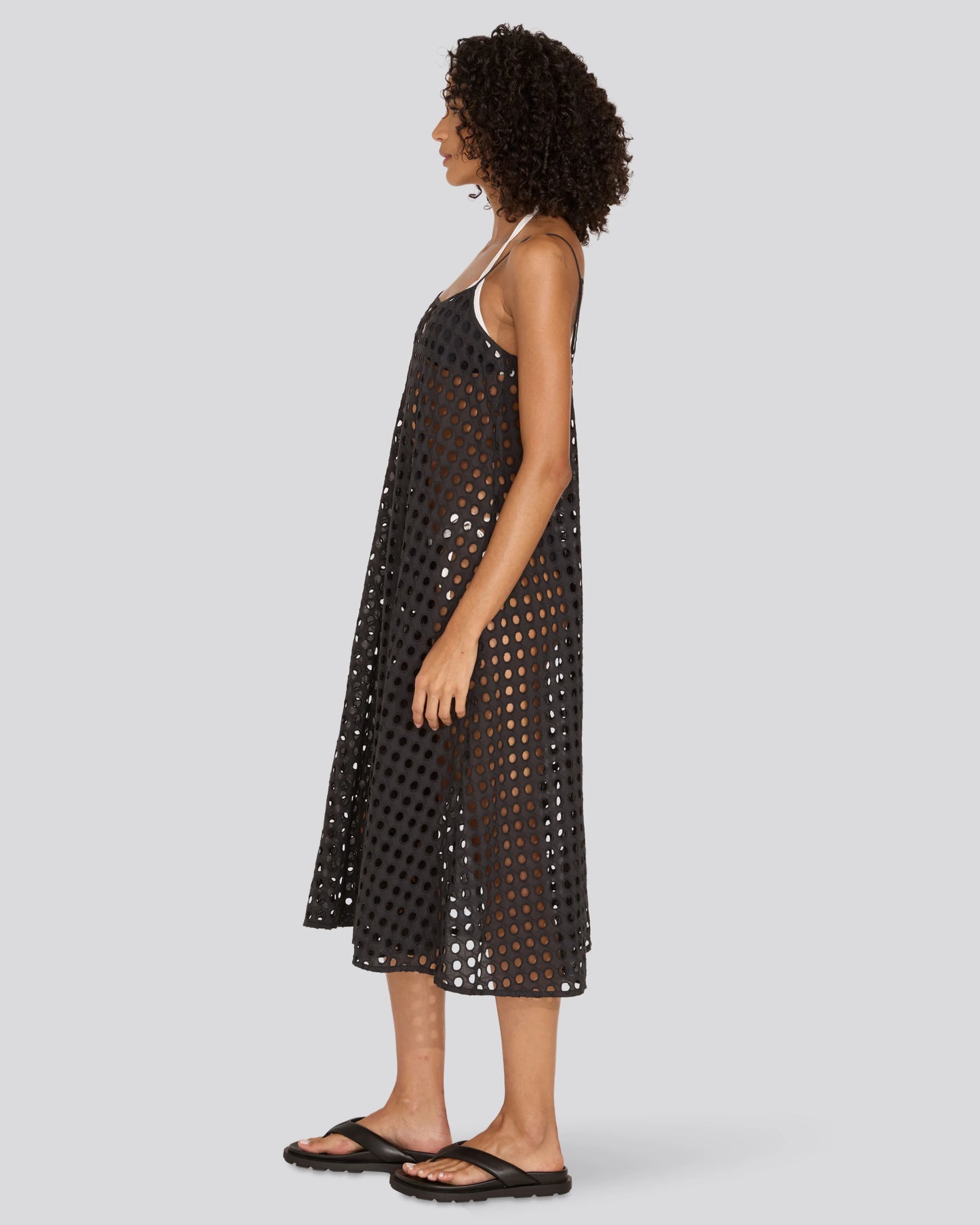 Eyelet Annika Midi Dress Noir