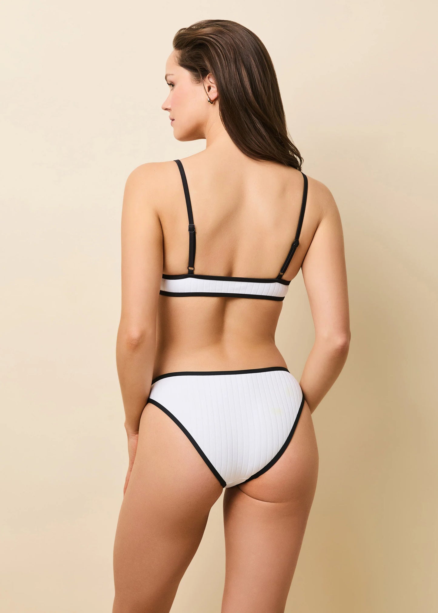 Rachel Ribbed Bikini Top Optic White / Noir