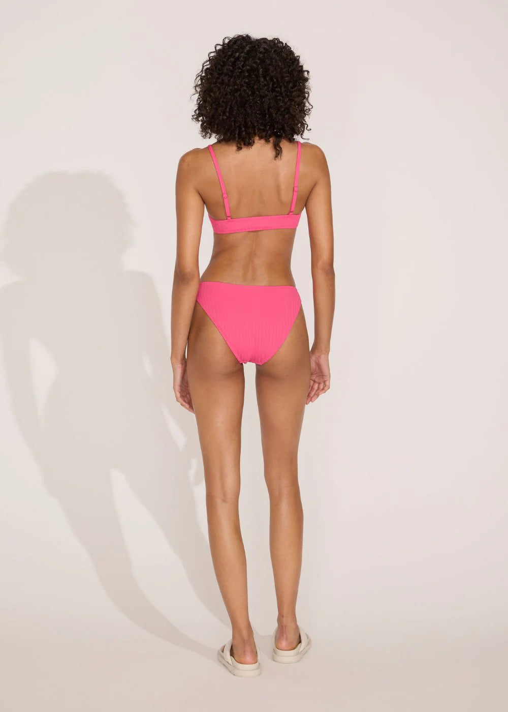 Rachel Ribbed Bikini Top Hot Pink