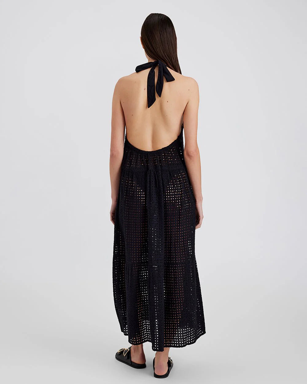 Kai Dress Leaf Eyelet Noir