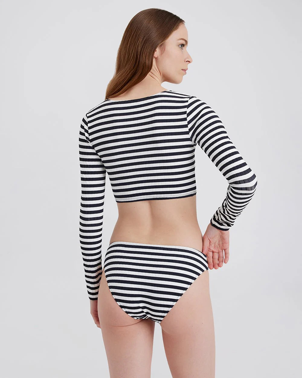 Nola Ribbed Rashguard Noir Optic White Stripe