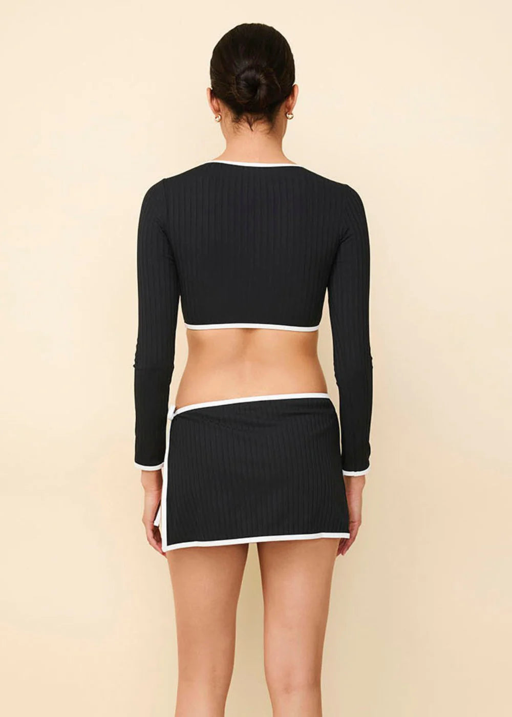 Nola Ribbed Rashguard Noir / Optic White