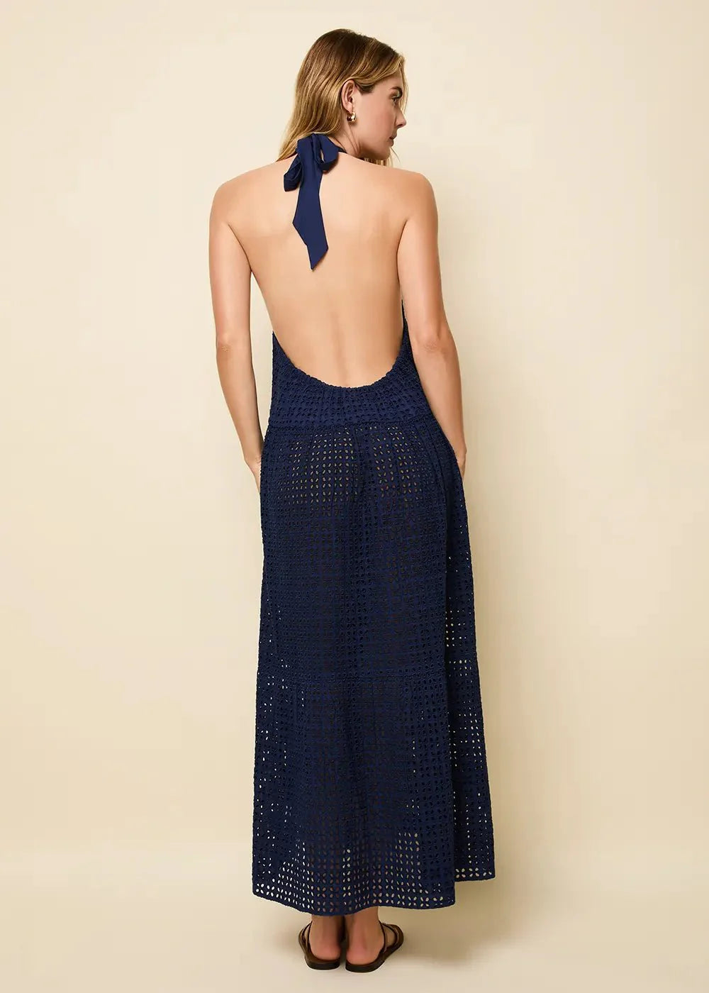 Kai Dress Leaf Eyelet French Navy