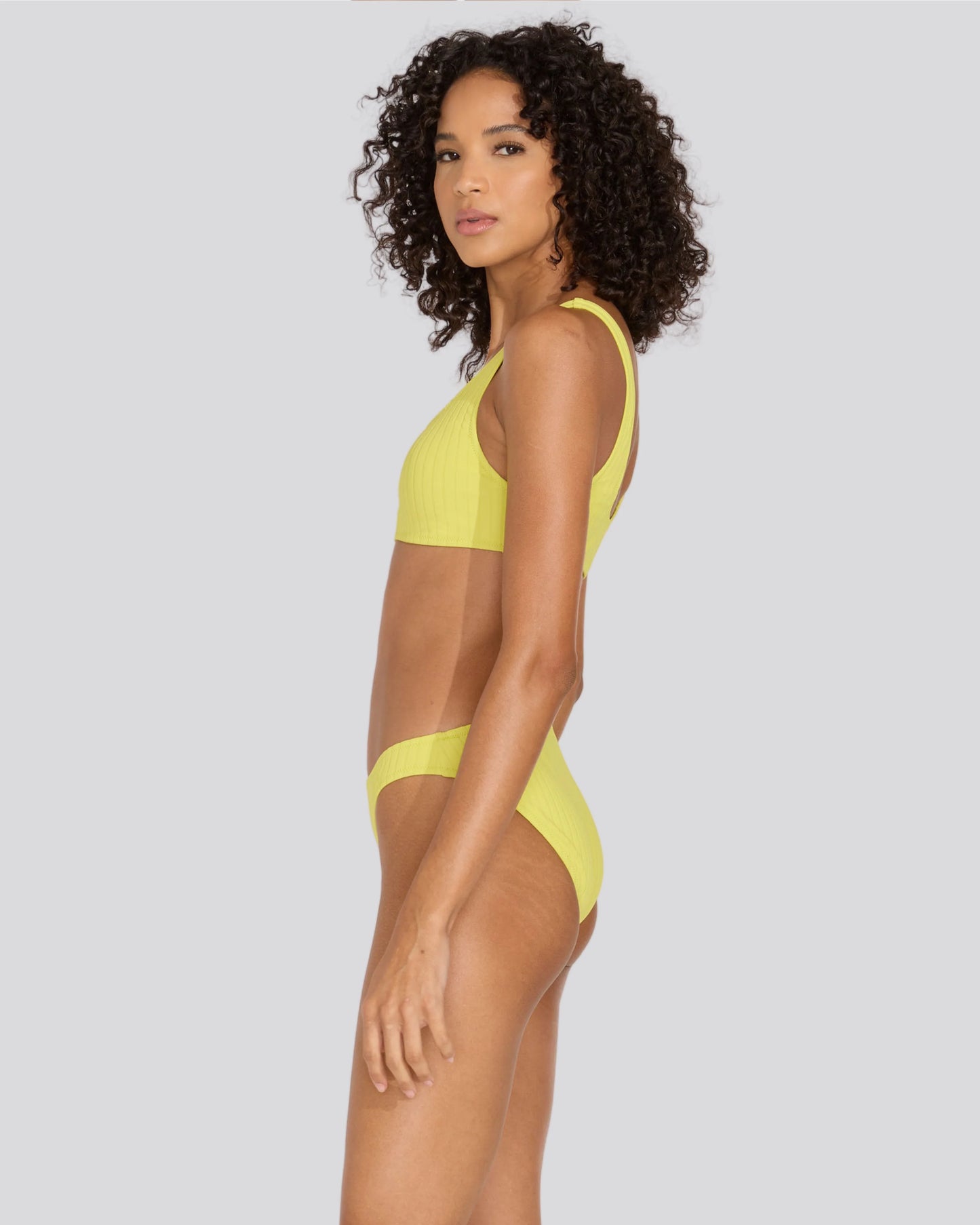 Elle Ribbed Bikini Top Chartreuse
