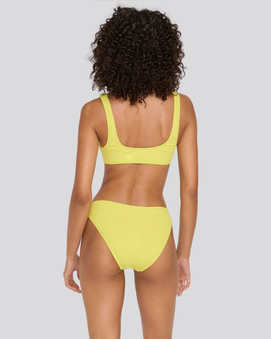 Elle Ribbed Bikini Bottom Chartreuse