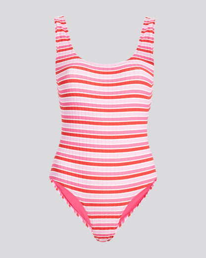 Anne-Marie Ribbed One Piece Pink Multi Stripe