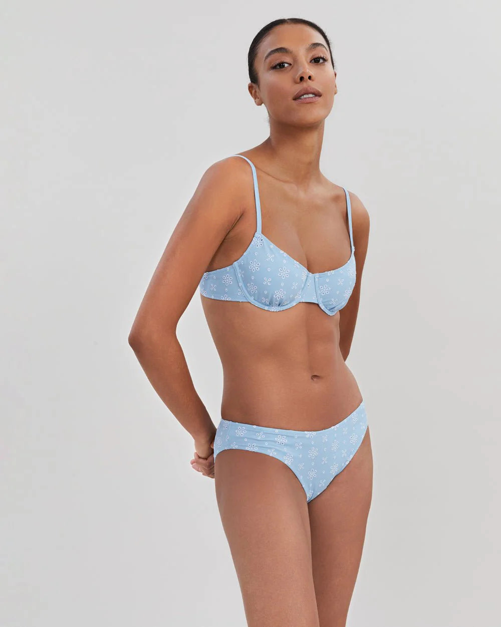 Daphne Eyelet Bikini Top Powder Blue