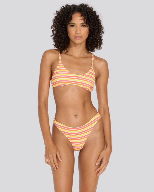 Rachel Ribbed Bikini Top Sorbet Stripe