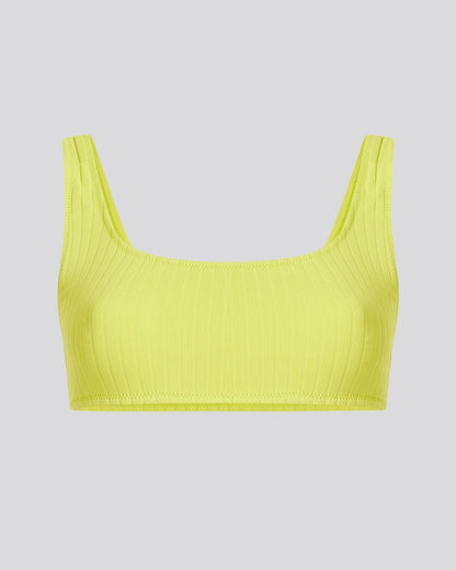 Elle Ribbed Bikini Top Chartreuse