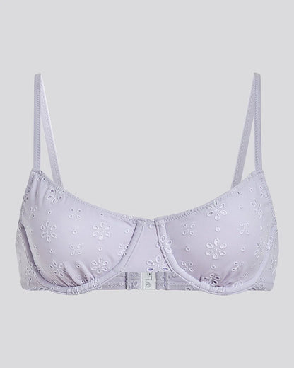 Daphne Eyelet Bikini Top Lilac Pastel