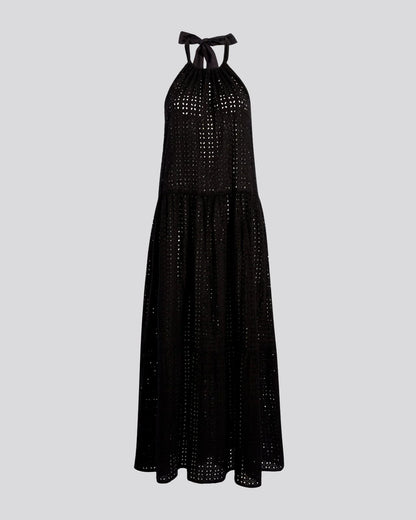 Kai Dress Leaf Eyelet Noir