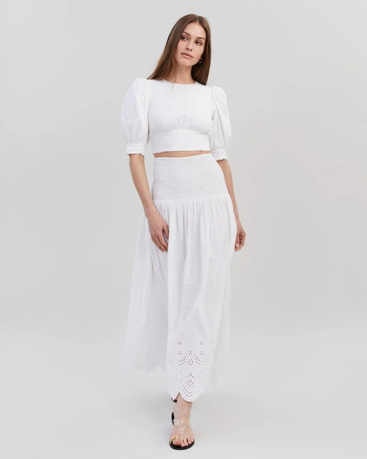 Eyelet Zaria Skirt Optic White
