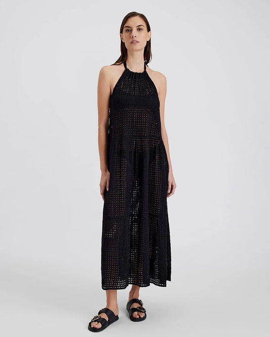 Kai Dress Leaf Eyelet Noir