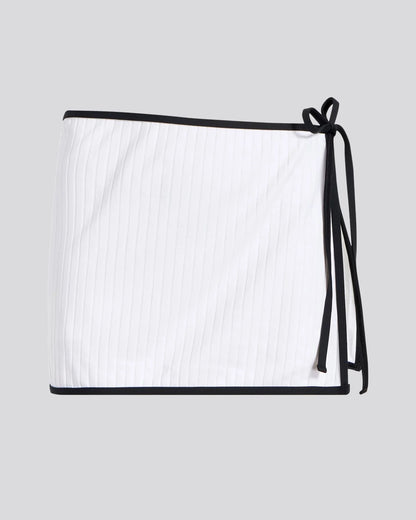 Nola Ribbed Swim Skirt Optic White