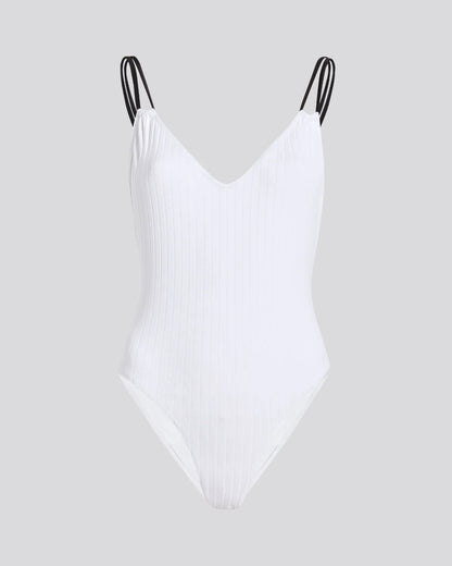 Lynn Ribbed One Piece Optic White / Noir