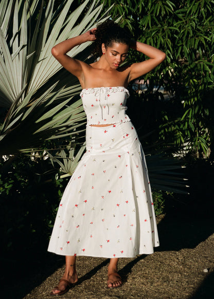 Nikki Embroidered Top Optic White