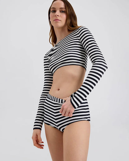 Ribbed Baby Bike Short Noir Optic White Stripe