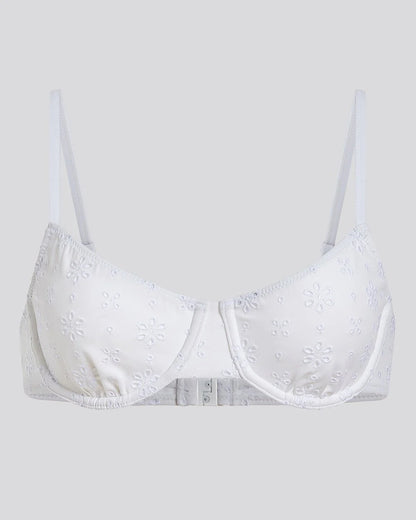 Daphne Eyelet Bikini Top Optic White