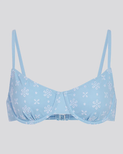 Daphne Eyelet Bikini Top Powder Blue