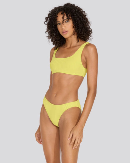 Elle Ribbed Bikini Top Chartreuse