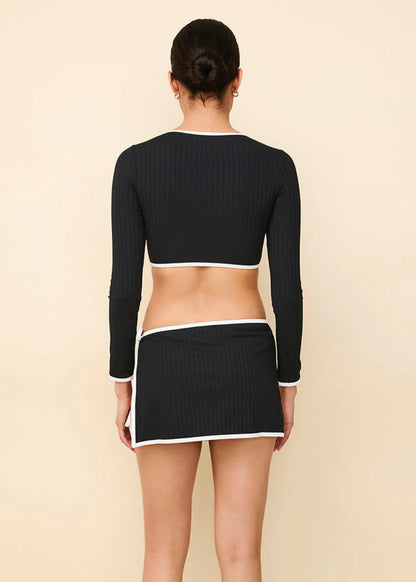 Nola Ribbed Rashguard Noir / Optic White