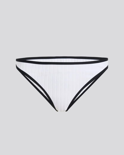 Rachel Ribbed Bikini Bottom Optic White / Noir