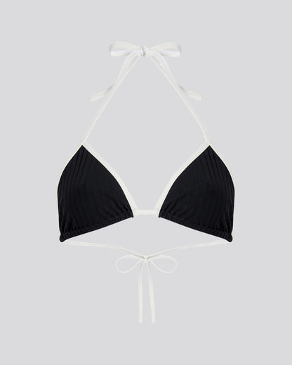 Iris Ribbed Bikini Top Noir / Optic White